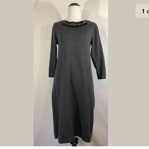 Boden Gray Dress with Embellished Neckline